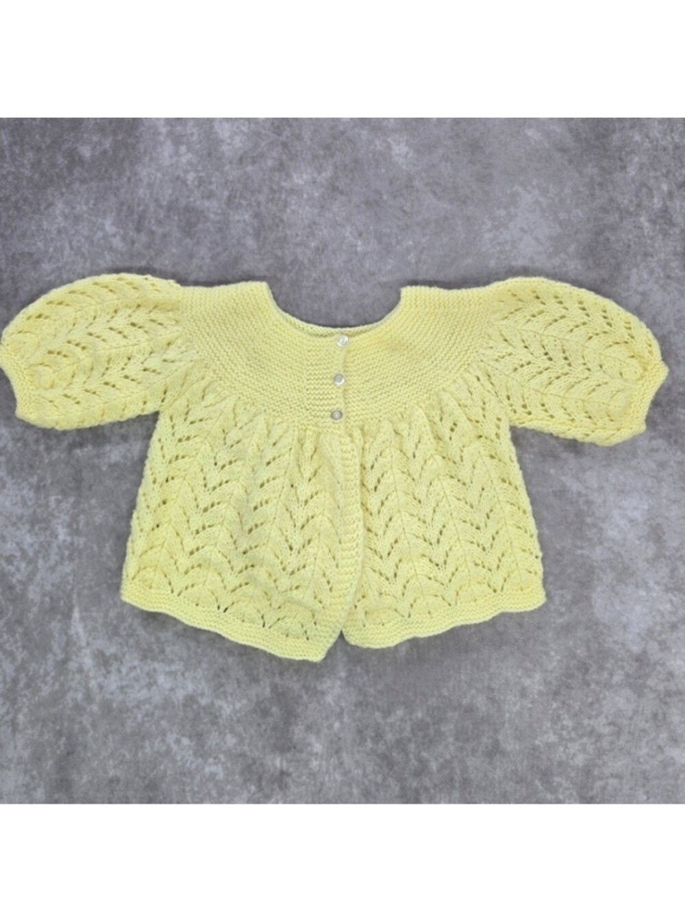 Handmade Vintage Yellow Cable Knit Cardigan